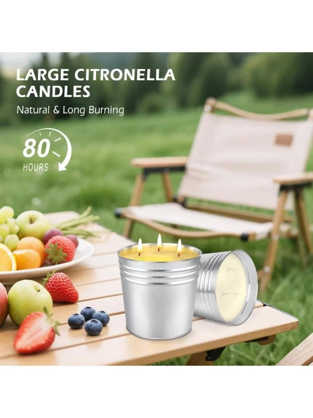 Large 30oz Citronella Candles - 3-Wick Outdoor/Indoor, Long-Lasting for Patio